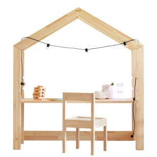 Bureau enfant forme maison en bois