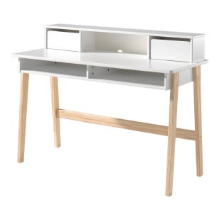 Bureau avec surmeuble blanc Kimy