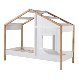 Cabane lit enfant Oxy bois et blanc BSCO9114 Vipack