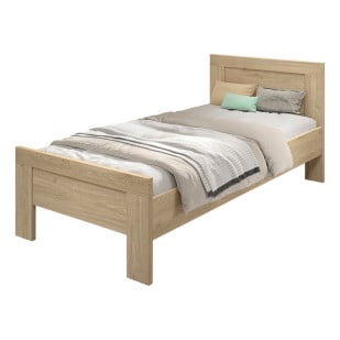Cadre de lit enfant décor chêne Sam en bois foncé, élégant et robuste, de marque Vipack, disponible chez le Jurassien.