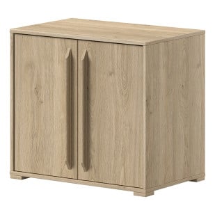 Caisson placard 2 portes Sam bois foncé pour lit mi-haut, rangement signé Vipack chez Jurassien, idéal pour jouets et linge