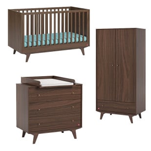 Chambre complète bébé évolutive | Finition bois noyer | Mid Vox
