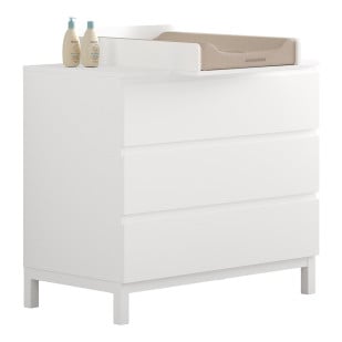 Commode à langer blanche Eva de Vipack avec plan à langer amovible conforme à la norme NF EN 12221-1+A1 - sécurisée et moderne