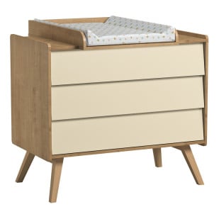 Commode avec plan à langer Vox Vintage bois et jaune
