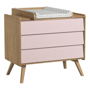 Commode à langer Vox Vintage bois et rose