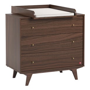 Commode avec plan à langer pour chambre bébé | Bois Noyer | Mid Vox | 4021928