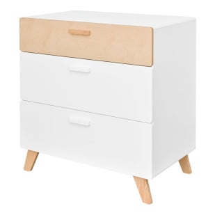 Commode pour enfant Nordik blanche et hêtre