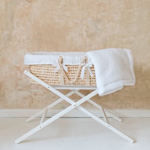 Set panier Moïse avec support et habillage blanc | Couffin