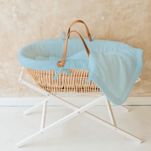 Set couffin en osier bébé avec support et habillage mint