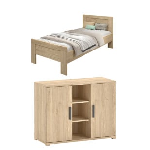 Duo chambre enfant décor bois chêne "Sam" par Vipack, pratique et chic, disponible chez le Jurassien.