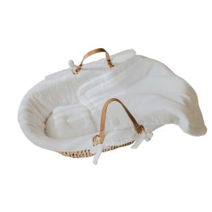 Habillage pour couffin en osier et panier Moïse blanc