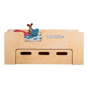 Lit 1 place en pin naturel avec tiroir de rangement Pipa SmartWood - Disponible en 90x180 / 90x190 / 90x200