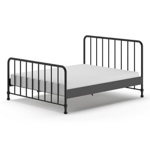 Lit deux places Bronxx noir avec sommier en métal, taille 160x200 | Vipack | BRBE1618