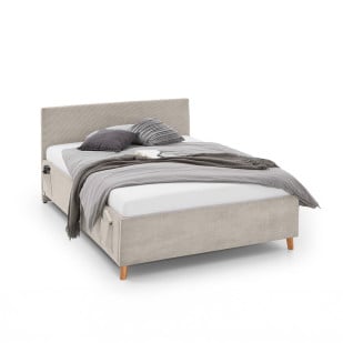 Lit double matelassé pour ado avec poche de rangement et connectique intégrée
