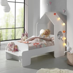 Lit Cabane Miki 80x160 Blanc - Lit cabane simple - Kids Literie