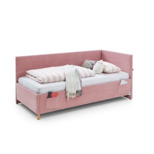 Lit banquette rose en tissu côtelé 90x200 pour fille – Collection Cool de Meise