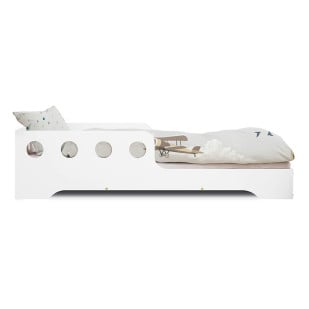 Lit avec barrière blanc couchage pour matelas 80x160 - 80x180 - 80x190 - 80x200 Tila blanc - SmartWood - Jurassien
