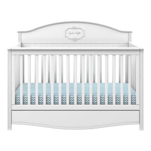 Lit bébé à barreaux américain / Anglais blanc avec tiroir