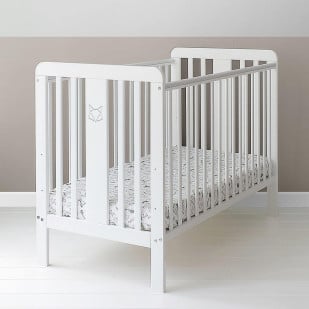 Lit Bébé À Barreau Blanc 60×120 Foxy ( Renard ) - Woodies