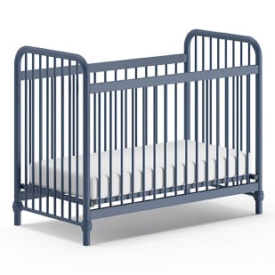 Lit bébé Bronxx bleu, métallique avec barreaux, taille 60x120 | Vipack | BRBB6007