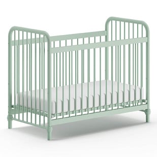 Lit bébé Bronxx en métal, couleur Olive Green Mat, taille 60x120 | Vipack | BRBB6093