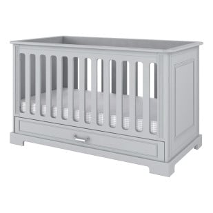 Lit bébé gris 70x140 avec barrière amovible