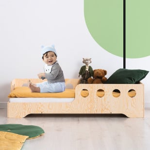 Lit bébé montessori avec barrière Kaki baby pour bébé à partir de 2 ans