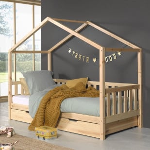 Llb - Lit cabane en bois pour enfant Montessori 80x160 cm avec