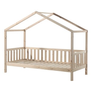 Lit cabane avec barrière Dally naturel