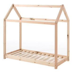 Lit cabane enfant naturel 70x140 • Lit Montessori • Vipack CABE7010