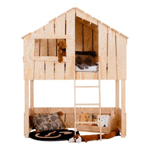 Lit Mezzanine Cabane Ted en Bois pour une Chambre Originale