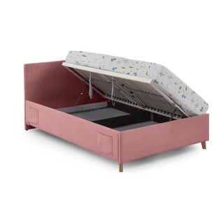 Lit coffre 120x200 rose Meise Möbel avec sommier relevable – Collection Cool ado