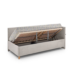 Banquette lit coffre 90x200 cm Meise Möbel – Collection Cool en tissu côtelé beige avec rangement