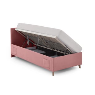 Lit coffre enfant 90x200 rose ouvert – Meise Möbel Collection Cool avec sommier relevable