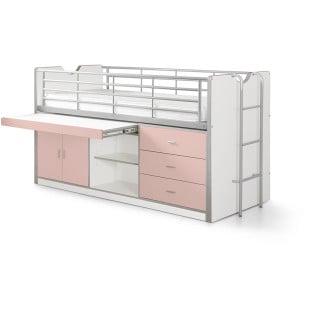 Lit combiné avec bureau coulissant pour fille Ugo rose
