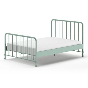 Lit pour enfant Bronxx en métal vert olive, taille 140x200 | Vipack | BRBE1493