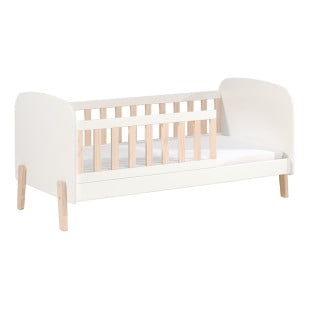 Lit enfant avec barrière 70x140 bois et blanc Kimy