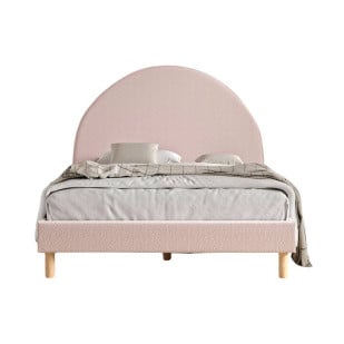 Lit enfant double en tissu bouclé rose - Collection Moon par Vipack