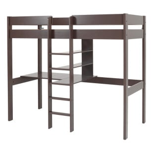 Lit enfant mezzanine pas cher coloris taupe Milo