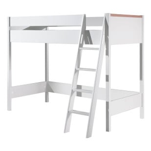 Lit mezzanine 1 place blanc Delio