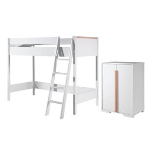Lit mezzanine avec armoire blanche Delio