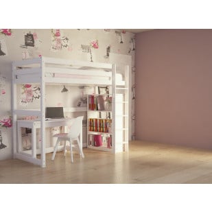 Lit mezzanine enfant en bois massif 100% écologique blanc