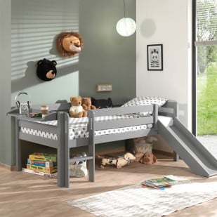 Lit Mi Hauteur Avec Toboggan Gris - PICOMSHP9017 - Vipack