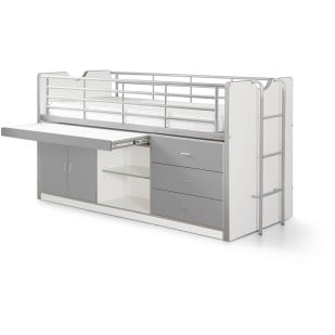 Lit mi-hauteur combiné avec bureau gris