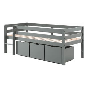 Lit Mi Hauteur Gris avec Tiroirs - PICOMSLD7017 - Vipack