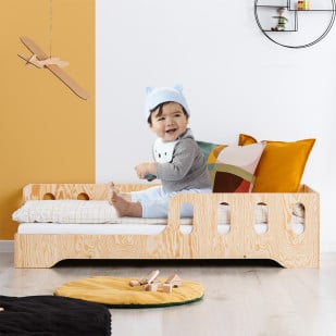 Lit Montessori 80x160 cm en pin massif lit enfant sol - Ciel & terre