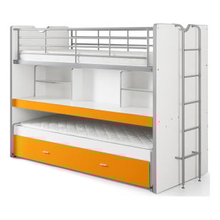 Lit superposé combiné avec bureau orange