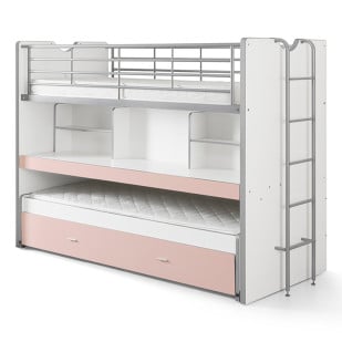 Lit superposé rose avec bureau rose