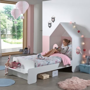 Chambre enfant avec lit cabane blanc Deauville