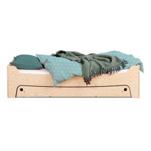 Lit enfant 90x180 / 90x190 / 90x200 de couchage avec tiroir Tibo naturel - SmartWood - Jurassien
